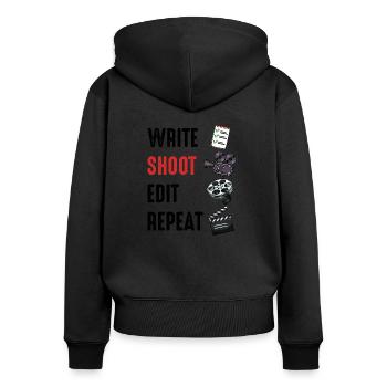 Write Shoot Edit Repeat saying director gift - Women's Premium Organic Zip Hoodie - black - Back - Julia (174cm)