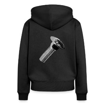 Schraube - Frauen Premium Bio Zip Hoodie - Schwarz - Hinten - Julia (174cm)