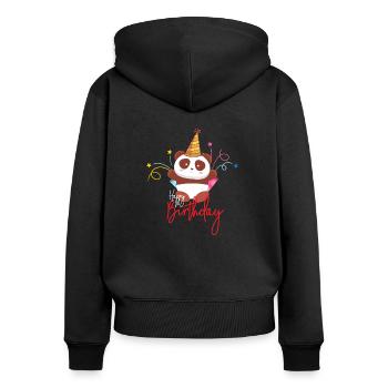 Anniversaire bébé anniversaire chemise garçon fille *** - Sweat à capuche zippé Premium bio Femme - noir - Dos - Julia (174cm)