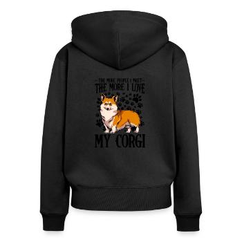 Welsh Corgi Lustige Sprüche Hundebesitzer Geschenk - Frauen Premium Bio Zip Hoodie - Schwarz - Hinten - Julia (174cm)