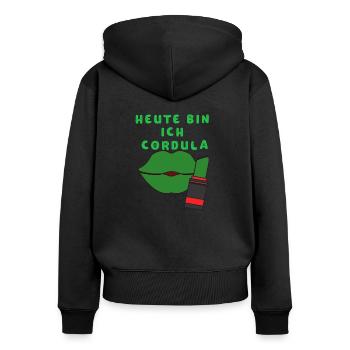 Cordula Fasching Geschenk und Idee für Schlager - Frauen Premium Bio Zip Hoodie - Schwarz - Hinten - Julia (174cm)