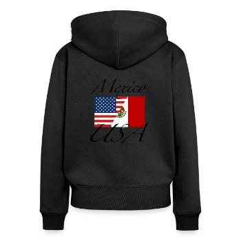 Mexiko USA Flagge - Frauen Premium Bio Zip Hoodie - Schwarz - Hinten - Julia (174cm)