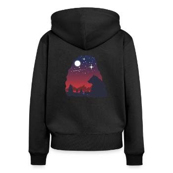 Bear in the night clear sky with star and moon - Women's Premium Organic Zip Hoodie - black - Back - Julia (174cm)