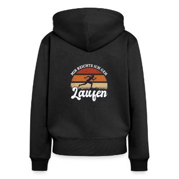 Mir reichts ich geh laufen Frauen Laufen - Frauen Premium Bio Zip Hoodie - Schwarz - Hinten - Julia (174cm)