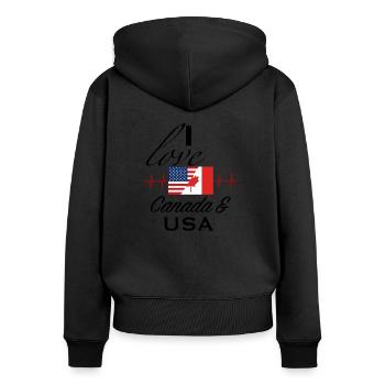 Ich liebe Kanada USA Amerika Geschenk - Frauen Premium Bio Zip Hoodie - Schwarz - Hinten - Julia (174cm)