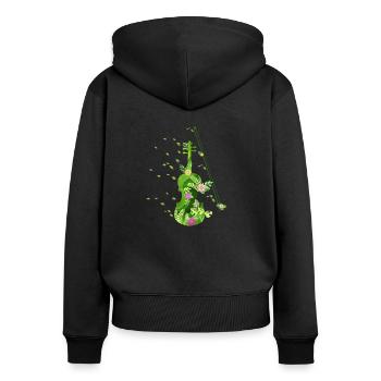 Geige Violine Geigenspieler Blumen Grün - Frauen Premium Bio Zip Hoodie - Schwarz - Hinten - Julia (174cm)