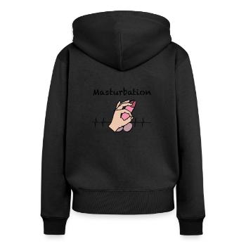 Masturbation Mann Witzig Wichsen Sperma Sex Spruch - Frauen Premium Bio Zip Hoodie - Schwarz - Hinten - Julia (174cm)