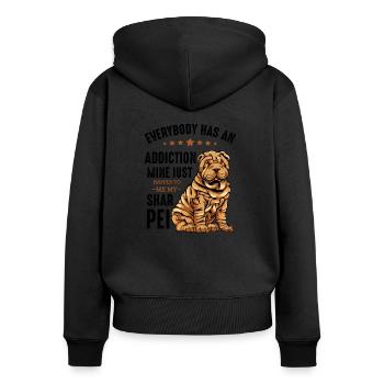 Shar Pei - Frauen Premium Bio Zip Hoodie - Schwarz - Hinten - Julia (174cm)