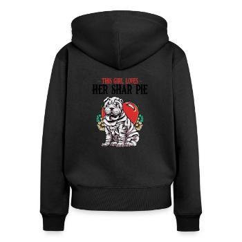 Shar Pei - Frauen Premium Bio Zip Hoodie - Schwarz - Hinten - Julia (174cm)