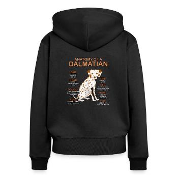 Anatomie d'un cadeau de chien Dalmatien Dalmatien - Sweat à capuche zippé Premium bio Femme - noir - Dos - Julia (174cm)