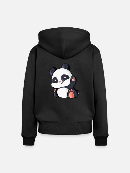 Süßer Panda Geschenk Idee Pandabär - Frauen Premium Bio Zip Hoodie - Schwarz
