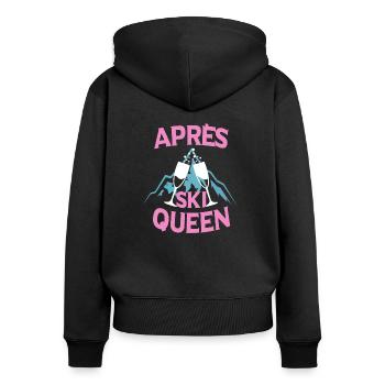 Apres Ski Queen Skifahren Party Geschenk - Frauen Premium Bio Zip Hoodie - Schwarz - Hinten - Julia (174cm)