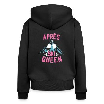Skifahrerin Geschenk Apres Ski Queen Party - Frauen Premium Bio Zip Hoodie - Schwarz - Hinten - Julia (174cm)