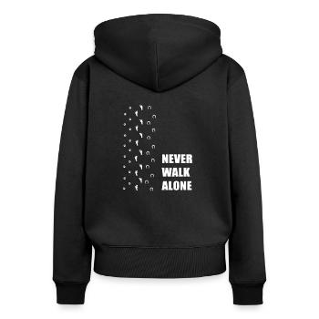 Dog and horse lovers never walk alone - Women's Premium Organic Zip Hoodie - black - Back - Julia (174cm)