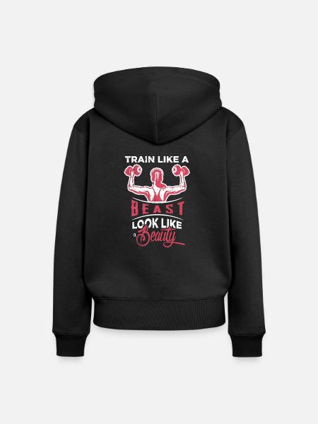 Training - Frauen Premium Bio Zip Hoodie - Schwarz