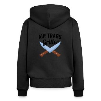 Grillmeister Geschenk Auftragsgriller Grillen BBQ - Frauen Premium Bio Zip Hoodie - Schwarz - Hinten - Julia (174cm)