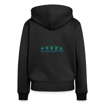 Schildkröte - Frauen Premium Bio Zip Hoodie - Schwarz - Hinten - Julia (174cm)