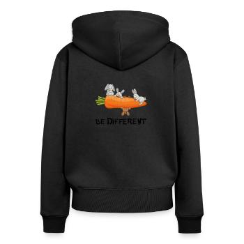 Funny rabbit cute bunny carrot design - Women's Premium Organic Zip Hoodie - black - Back - Julia (174cm)