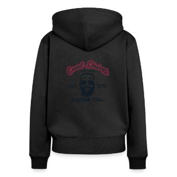 Hipster - Sweat à capuche zippé Premium bio Femme - noir - Dos - Julia (174cm)