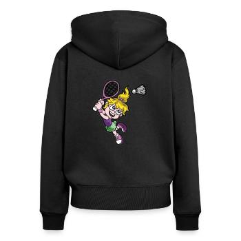 BADMINTON GIRL Plumeball filles Sport Cool - Sweat à capuche zippé Premium bio Femme - noir - Dos - Julia (174cm)