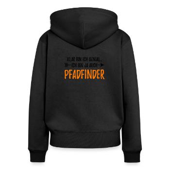 Pfadfinder - Frauen Premium Bio Zip Hoodie - Schwarz - Hinten - Julia (174cm)