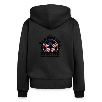 US Soccer Vintage - Frauen Premium Bio Zip Hoodie - Schwarz - Hinten - Julia (174cm)