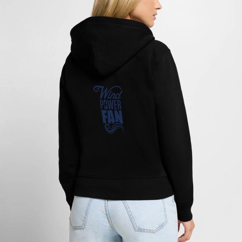 Éolienne éolienne éolienne éolienne énergie éolienne Sweat à capuche zippé Premium bio Femme