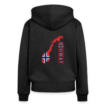 Norvège Oslo Norvégien - Sweat à capuche zippé Premium bio Femme - noir - Dos - Julia (174cm)