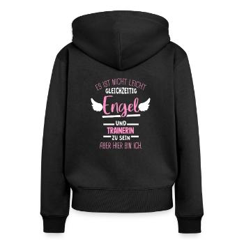 Trainerin Spruch Trainer Geschenkidee - Frauen Premium Bio Zip Hoodie - Schwarz - Hinten - Julia (174cm)