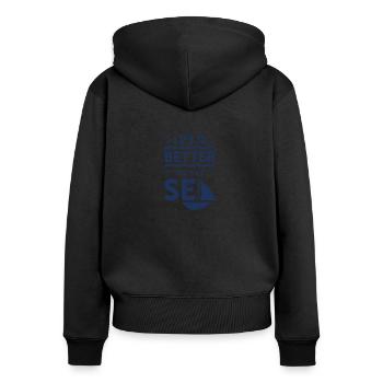 Sailboat sailor sailing yacht captain sailing sail - Women's Premium Organic Zip Hoodie - black - Back - Julia (174cm)