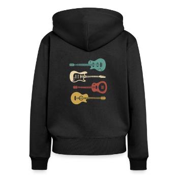 Guitare - Sweat à capuche zippé Premium bio Femme - noir - Dos - Julia (174cm)