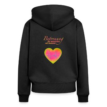 Betreuung Demenz Herz - Frauen Premium Bio Zip Hoodie - Schwarz - Hinten - Julia (174cm)