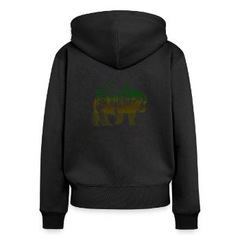 Ours nature paysage montagnes - Sweat à capuche zippé Premium bio Femme - noir - Dos - Julia (174cm)