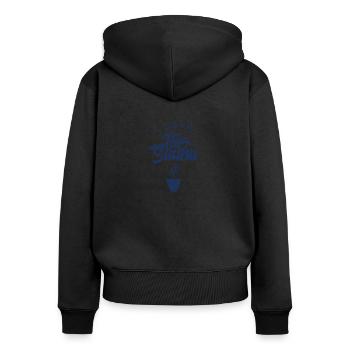 Saunieren - Frauen Premium Bio Zip Hoodie - Schwarz - Hinten - Julia (174cm)