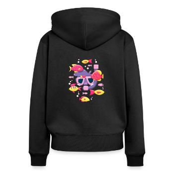 Schnorcheln Tauchen Taucherbrille Schnorchel - Frauen Premium Bio Zip Hoodie - Schwarz - Hinten - Julia (174cm)
