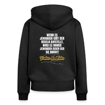 Vater und Sohn Geschenkidee - Frauen Premium Bio Zip Hoodie - Schwarz - Hinten - Julia (174cm)