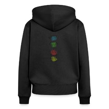 Les 4 éléments feu eau air terre astrologie - Sweat à capuche zippé Premium bio Femme - noir - Dos - Julia (174cm)