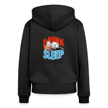 Drink Now - Women's Premium Organic Zip Hoodie - black - Back - Julia (174cm)
