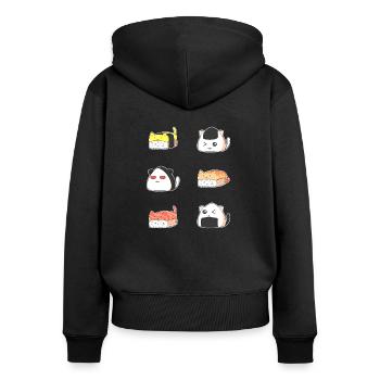 Kawaii Sushi Cat - Frauen Premium Bio Zip Hoodie - Schwarz - Hinten - Julia (174cm)