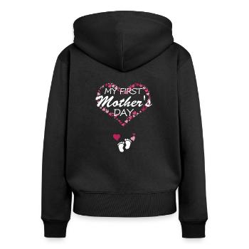 My First Mothers Day Shirt for New Expecting Mom t - Women's Premium Organic Zip Hoodie - black - Back - Julia (174cm)