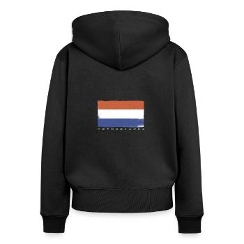 Netherlands Flag Pays-Bas Masque visage drapeau - Sweat à capuche zippé Premium bio Femme - noir - Dos - Julia (174cm)