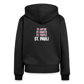 St. Pauli Sankt Pauli Hamburg Norddeutschland - Frauen Premium Bio Zip Hoodie - Schwarz - Hinten - Julia (174cm)