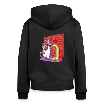 Unicorn pees rainbow - Women's Premium Organic Zip Hoodie - black - Back - Julia (174cm)