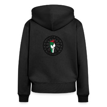 I Stand With Palestine Liberté pour la Palestine - Sweat à capuche zippé Premium bio Femme - noir - Dos - Julia (174cm)