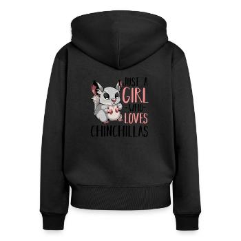 Chinchilla - Frauen Premium Bio Zip Hoodie - Schwarz - Hinten - Julia (174cm)