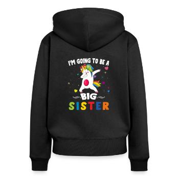 wird große Schwester unciron sein - Frauen Premium Bio Zip Hoodie - Schwarz - Hinten - Julia (174cm)