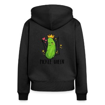 Gurke - Frauen Premium Bio Zip Hoodie - Schwarz - Hinten - Julia (174cm)
