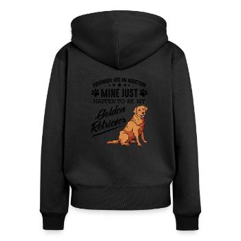 Golden retriever - Sweat à capuche zippé Premium bio Femme - noir - Dos - Julia (174cm)