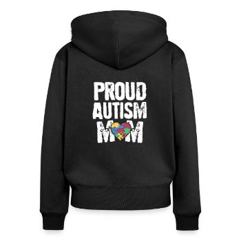 Journée de sensibilisation à l'autisme Maman de l'autisme Soyez différent - Sweat à capuche zippé Premium bio Femme - noir - Dos - Julia (174cm)