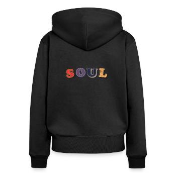 Soul Music Retro - Frauen Premium Bio Zip Hoodie - Schwarz - Hinten - Julia (174cm)
